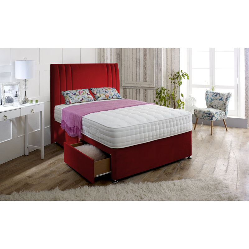 Jacklyn Divan Bed Base, Red, 4 Drawers, Single (3')