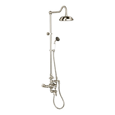 Système de douche thermostatique exposé au mur 36 po avec douche à main et poignées levier / croix