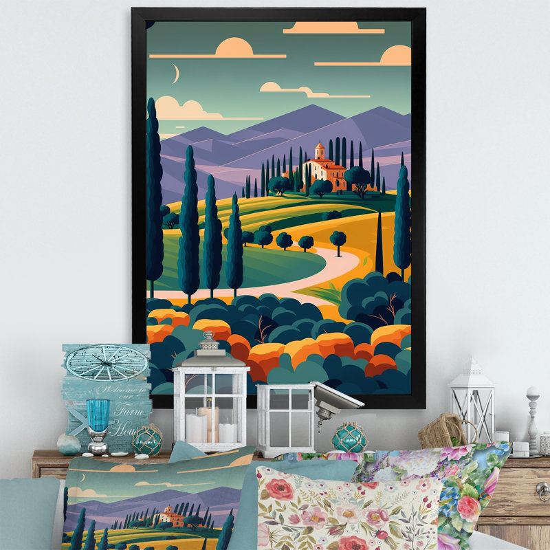 «Graphic Trees to Wineyard», reproduction sur toile, Impression noire sur toile encadrée, H 44 po x l 34 po x P 1,5 po