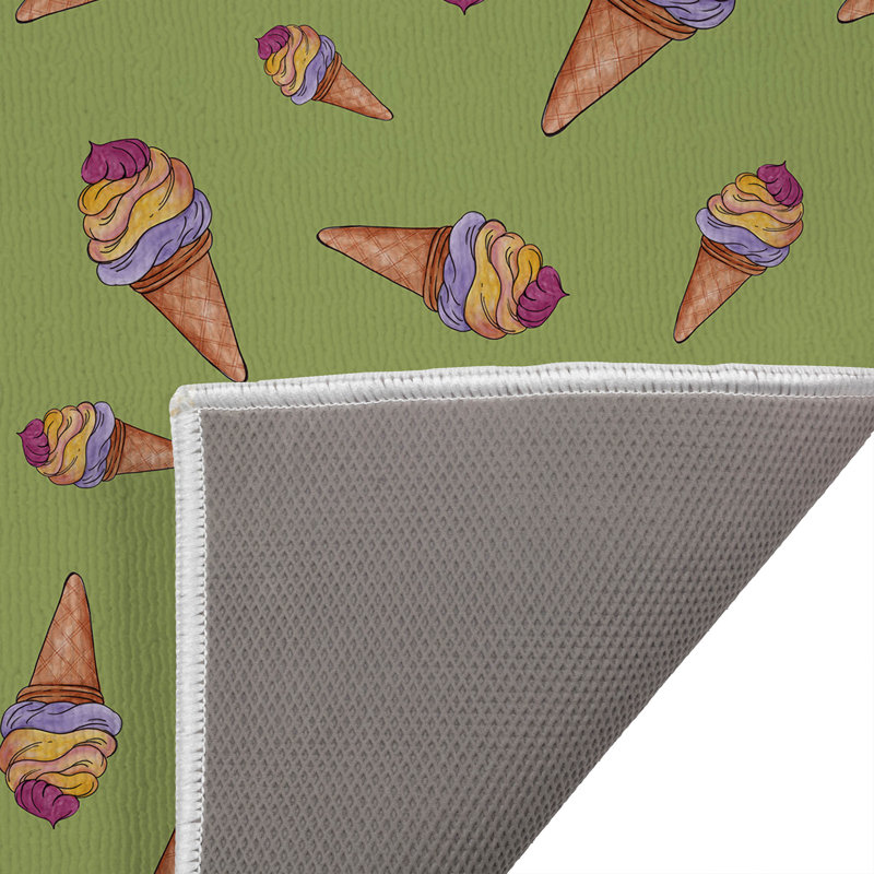 Summer Ice cream Outdoor Doormat, Herb Green, 34" W x 21" L
