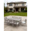 Table de salle à manger en aluminium pour 8 personnes, table de patio rectangulaire avec trou pour parasol 2,2 po, table de salle à manger pour 8 personnes pour terrasse, jardin, bord de piscine, chêne chaulé-794048673
