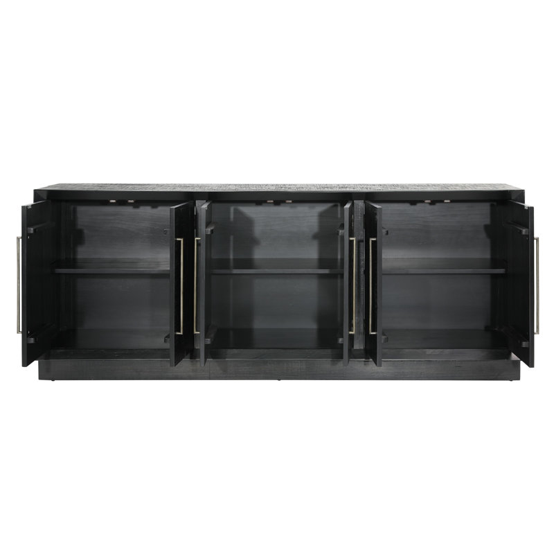 Humphrey's 86" Wide Pine Wood Sideboard, Black, Black