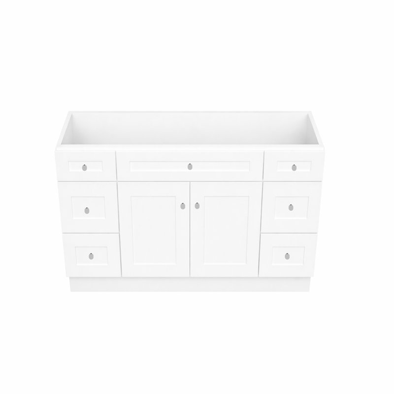 48 po, base de meuble-lavabo autoportant blanc avec tiroirs à fermeture en douceur inclus