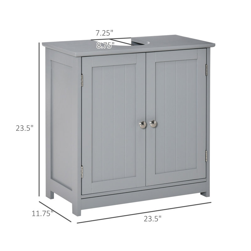 Armoire de salle de bain sous l'évier 23,5 "avec découpe en U et tablette réglable, Grey