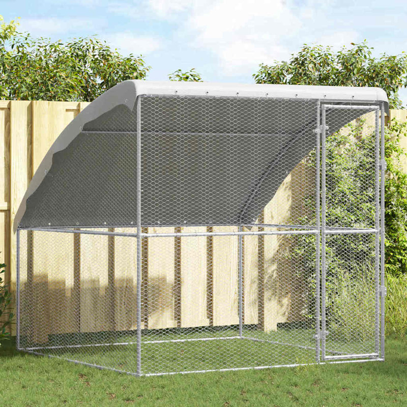  Cage à poulet en acier galvanisé argent 6,56 x 6,56 x 6,56 pi