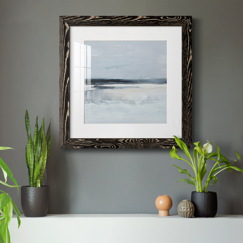 Impression encadrée Inky Coastline I-Premium - prête à être accrochée, Cadre noir, H 31,5 po x l 31,5 po x P 1 po