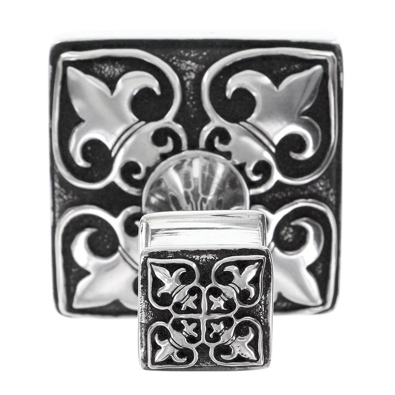 Fleur De Lis Single Robe Hook, Antique Silver