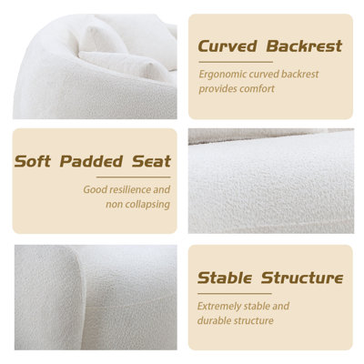 93.6" Teddy Boucle Fabric Curved Modern Sofa
