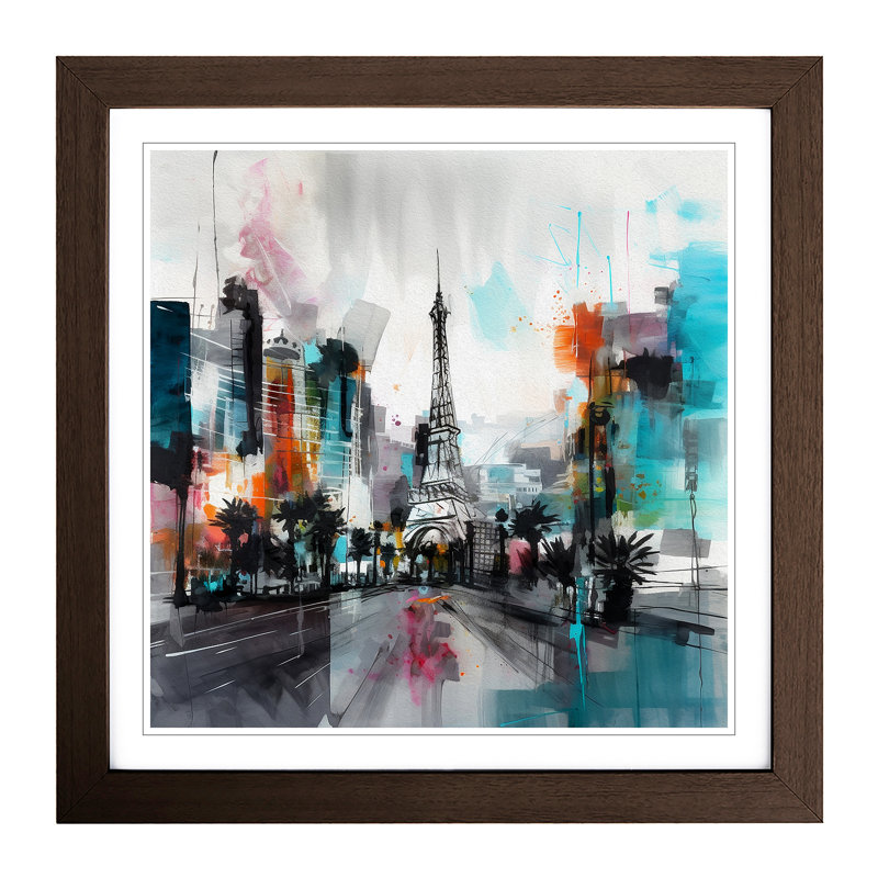 Las Vegas Gestural No.1 - Single Picture Frame Print on Wood, Walnut