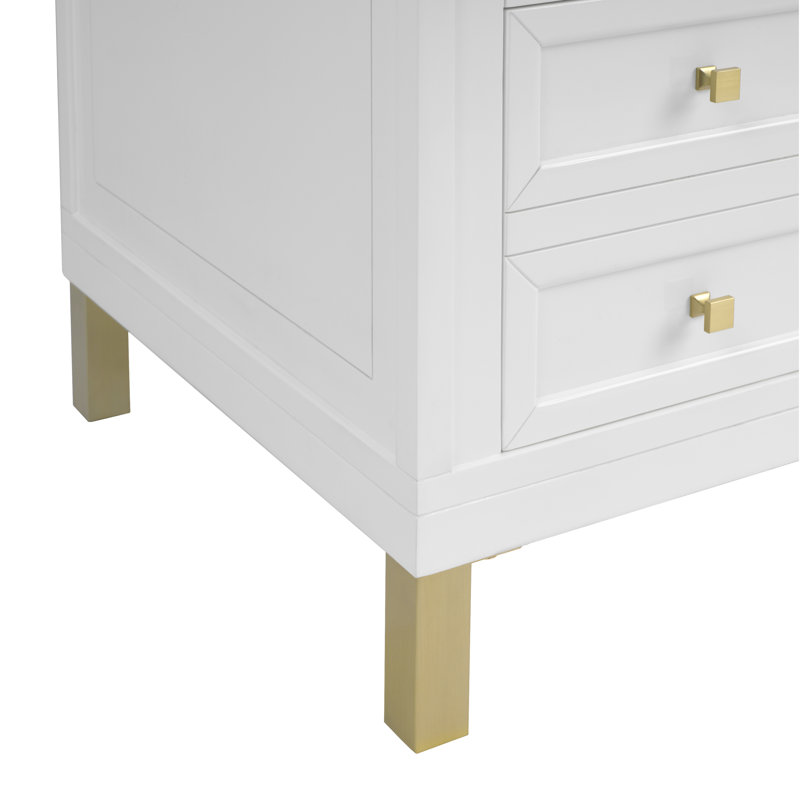 Chicago 60'' W Double Vanity, Glossy White, Victorian Silver