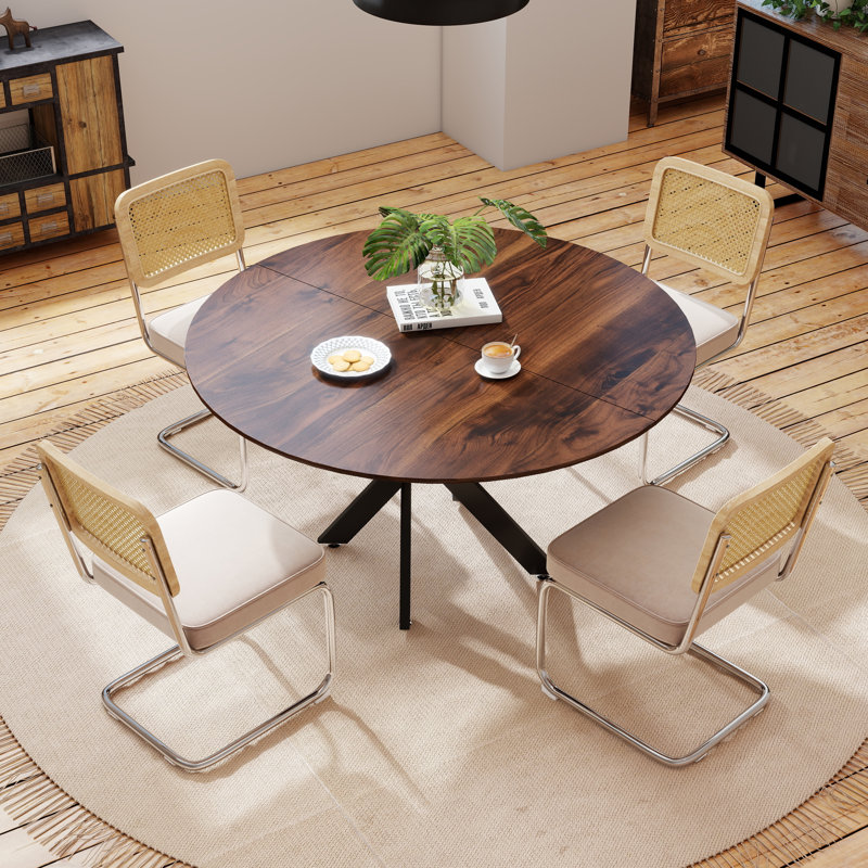 Table de salle à manger 47,2 po, Beige/Argenté, Brun