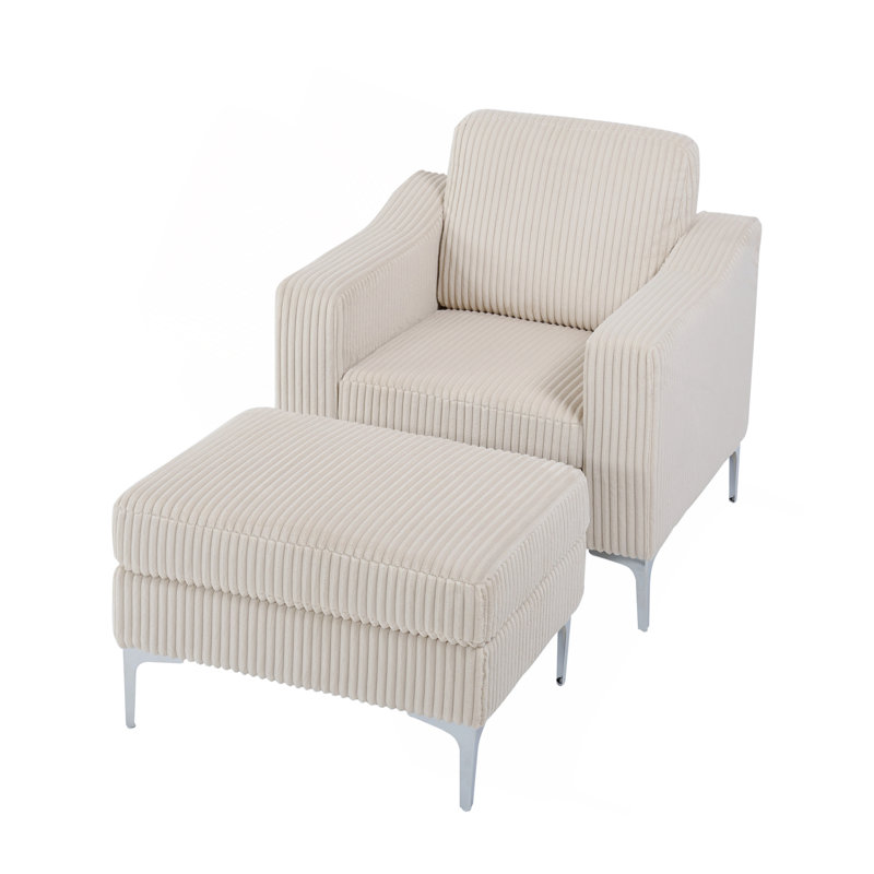 Canapé modulaire convertible en velours côtelé avec repose-pieds, canapé modulaire beige, Beige