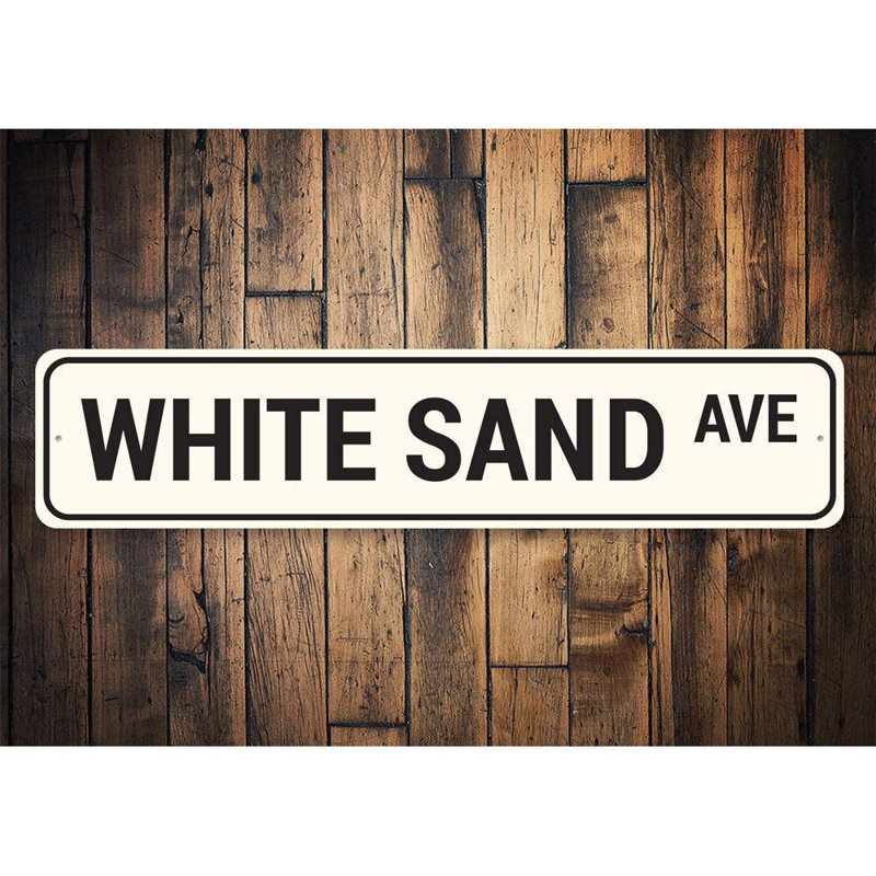 Plaque en aluminium White Sand Avenue, H 4 po x l 18 po x P 0,04 po