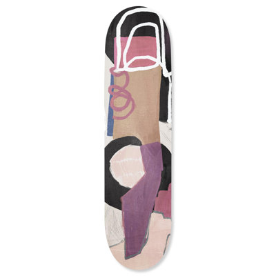 Modern Abstract Skateboard Acrylic Wall Art by Notoriart, 8 x 32, Urban Romance I