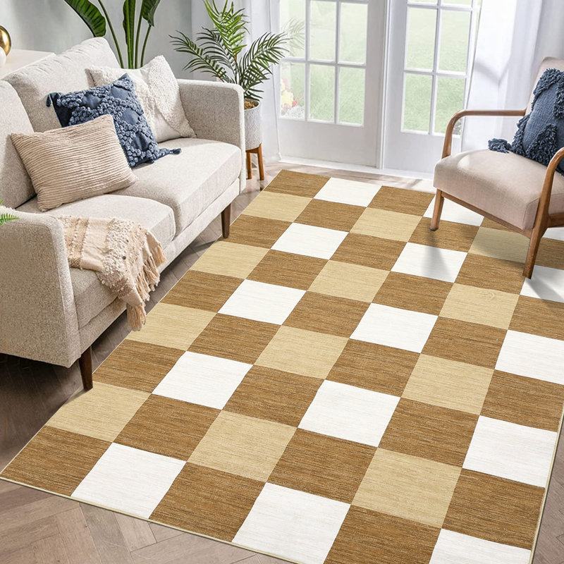 Tapis à carreaux lavable à la machine Randolph, Rectangle 9 pi x 12 pi