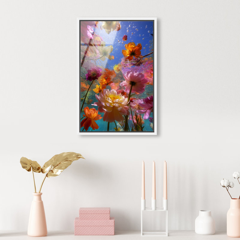Liquid Bloom II Print, 55"H x 37"W, White Floater Frame