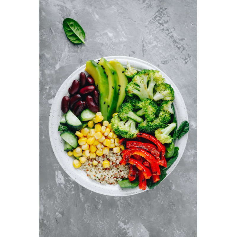 Healthy Buddha Bowl Salad With Grilled Vegetables. - Wrapped Canvas Print, 30cm H x 20cm W x 3.8cm D