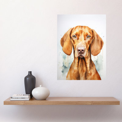 Wall Art Print Hungarian Vizsla Dog Soft Watercolour Artwork Bright Portrait Poster