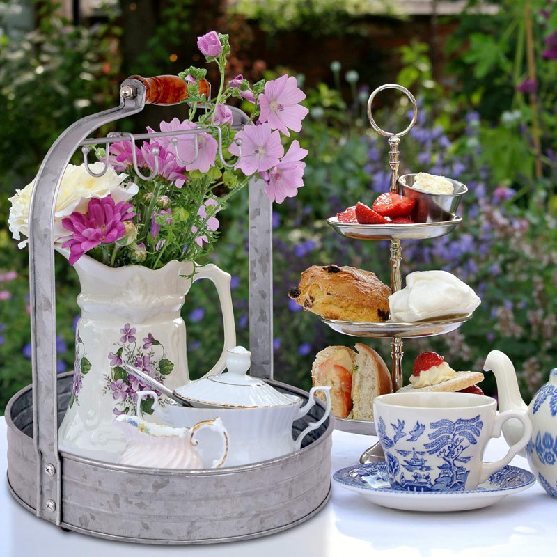 Support à tasses à café rustique Farmhouse Arbre à tasses avec crochets et panier pour tasses et accessoires | Parfait pour le café