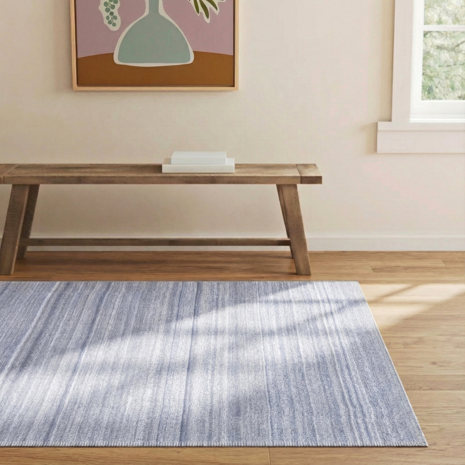 Eljah Denim Hand-Woven Flatweave Rug, Rectangle 5' x 7'6"