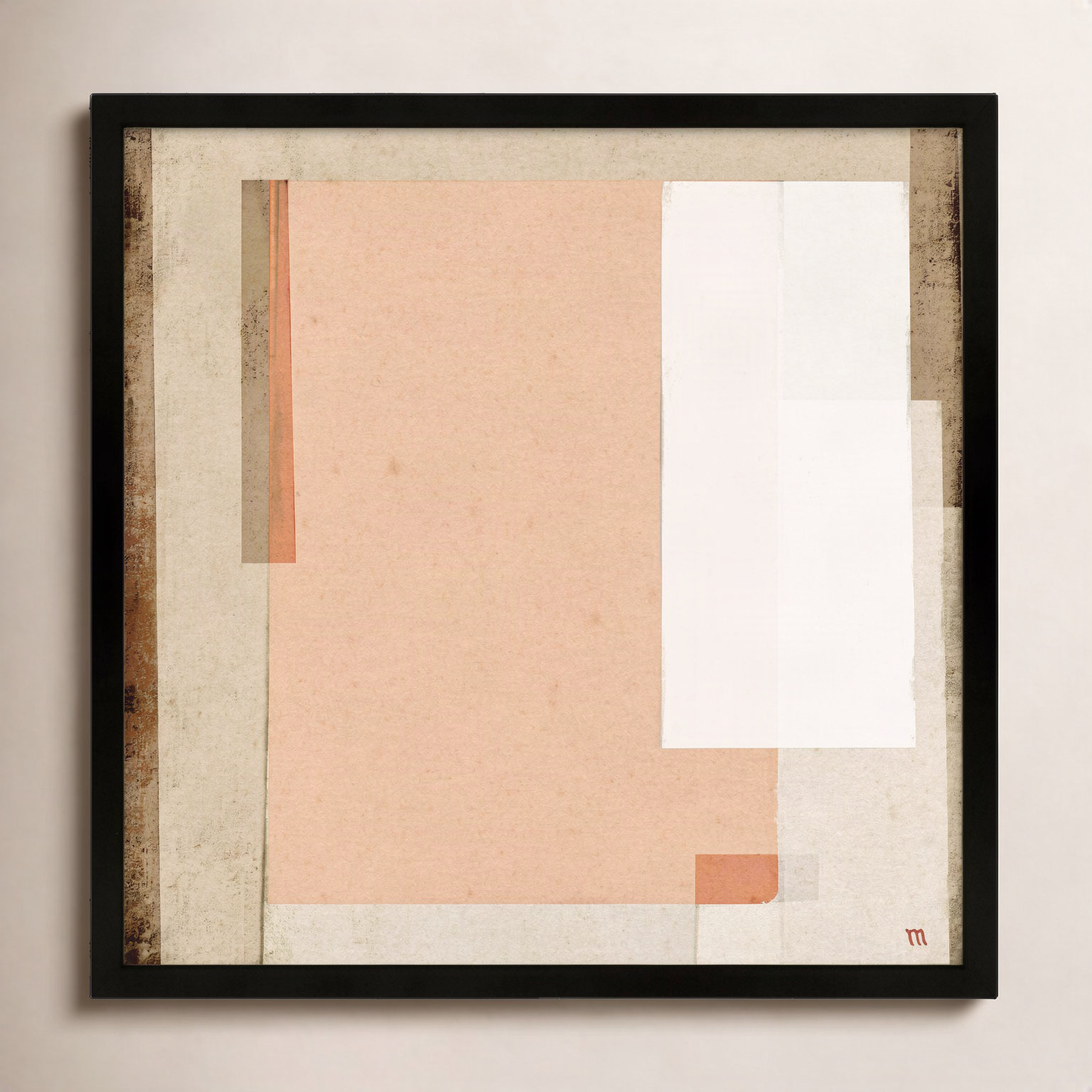 City Scape Pink Print by Marco Marella, 24" H x 24" W, Framed Print Paper without Mat, Black