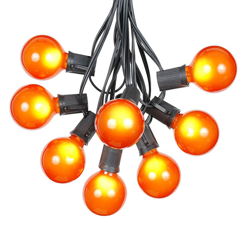 Outdoor 25 - Bulb 25'' Plug-in Globe String Light, Orange, Black