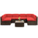 Bhairavi 7 Piece Rattan Sectional Seating Group with Cushions( incomplete 2 pieces Corner sofa y wine red)