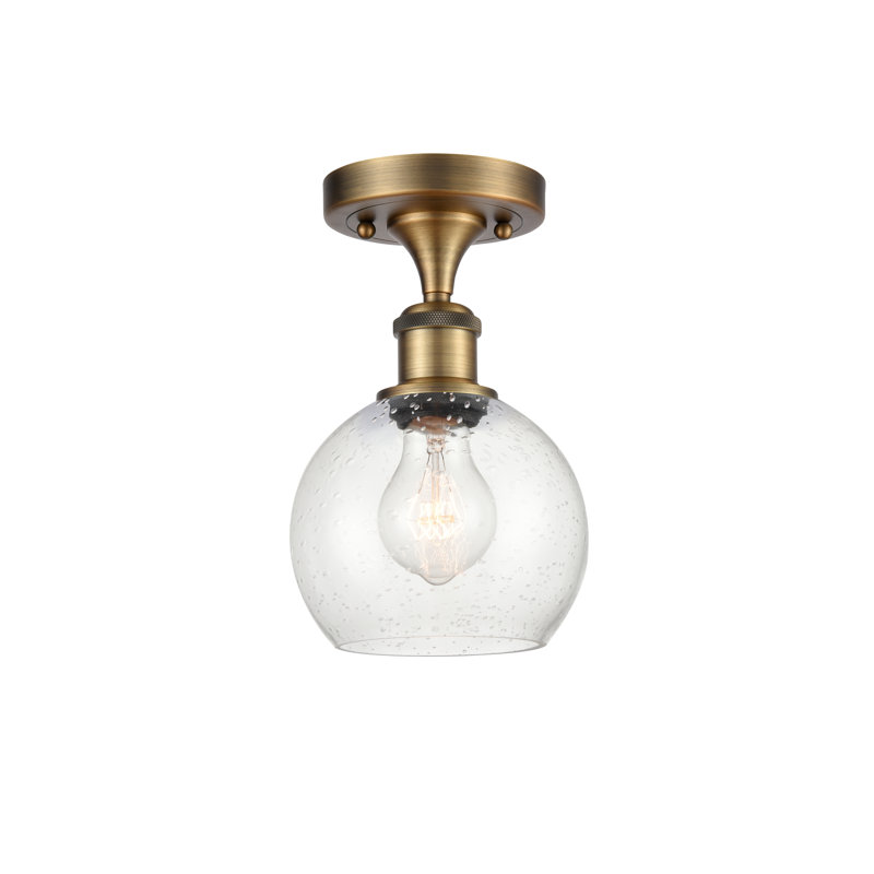 Plafonnier semi-encastré 1 lumière, Ampoule non incluse, H 9,88 po x l 6 po x P 6 po, Laiton brossé
