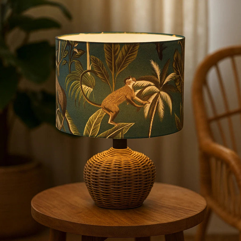 63.5cm H Cotton Drum Lamp Shade ( Screw On ) in Teal