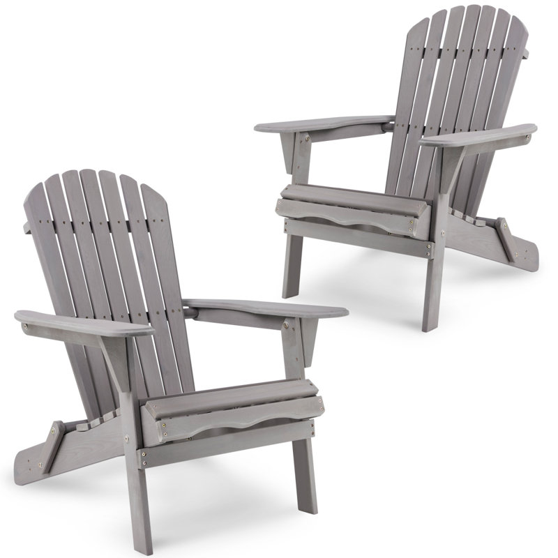 Wood Lounge Patio Chair For Garden Outdoor Wooden Folding Adirondack Chair Set Of 2 Solid Wood Lounge Patio Chair For Garden, Lawn, Backyard,