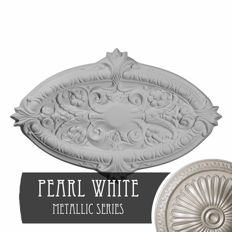Médaillon de plafond 26 po x l 26 3/8 po x H 17 1/4 po x P 1 3/4 po (convient aux auvents jusqu'à 3 po), Blanc perle