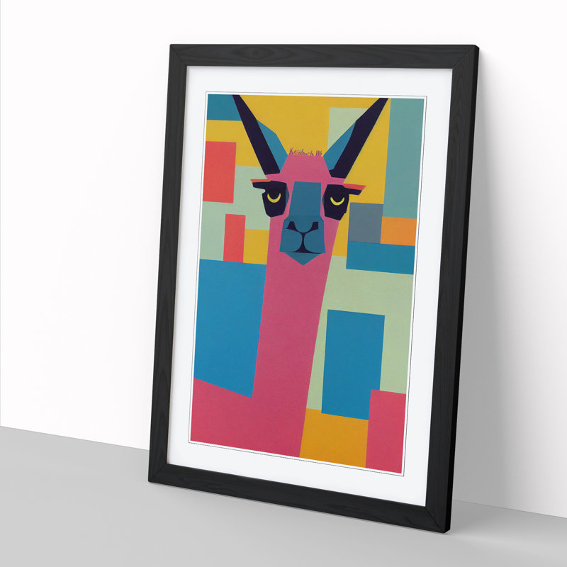 Llama Suprematism - Single Picture Frame Print, Black, 34cm H x 25cm W x 2cm D