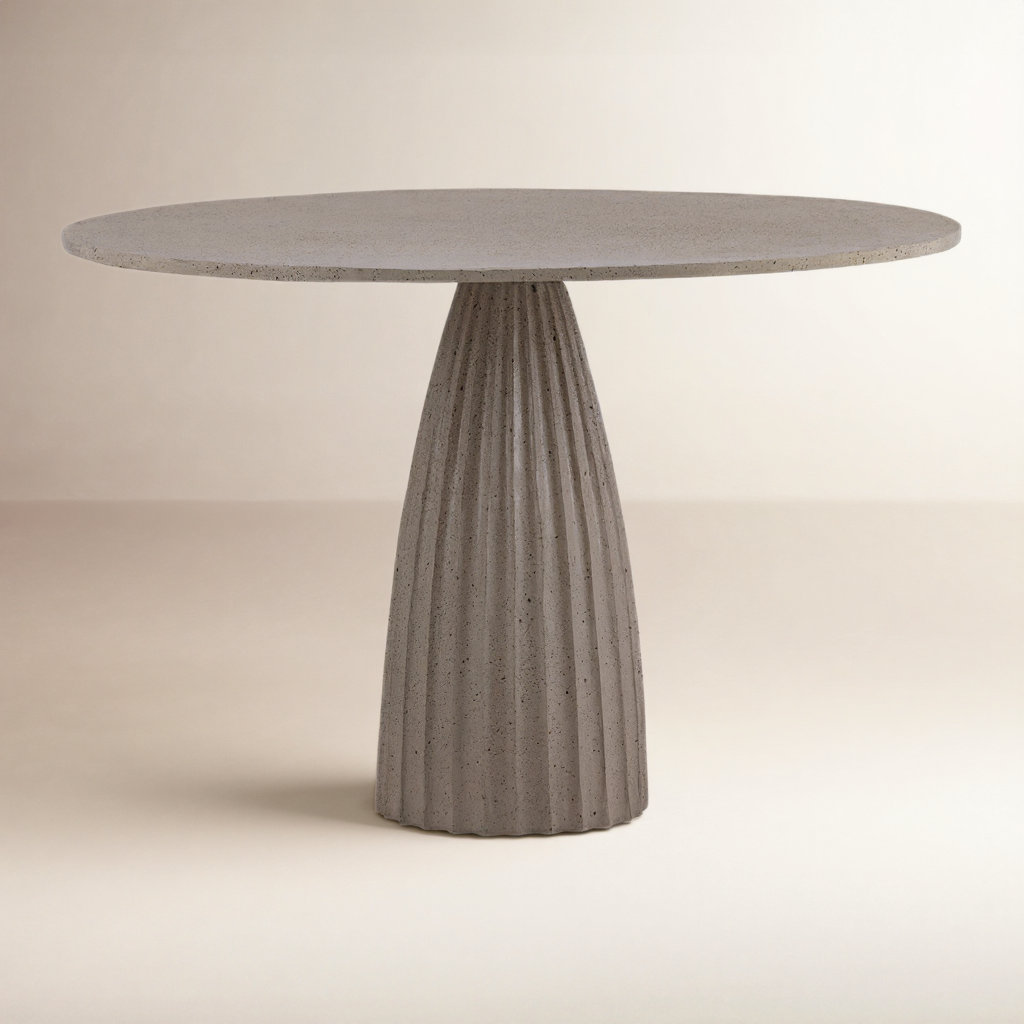47" Aluminum Dining Table, Beige/Brown