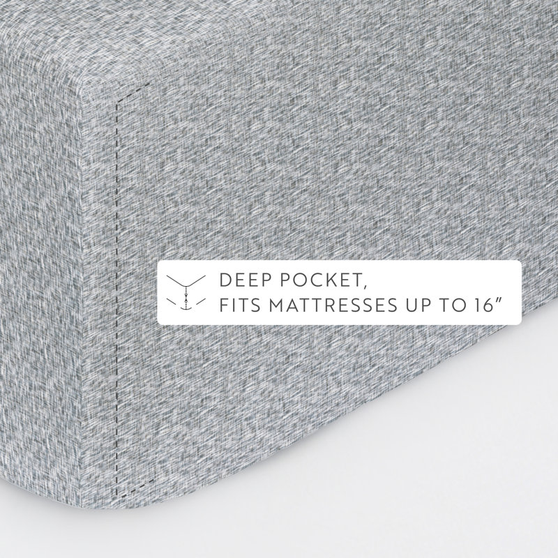 Simply Soft™ Scallops Pattern Microfiber Sheet Set, King, Light Gray Chambray