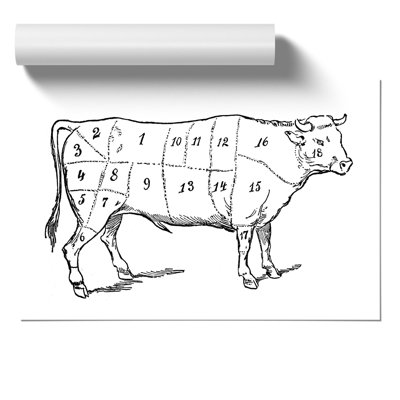 Butchers Beef Cuts - Frameless Print