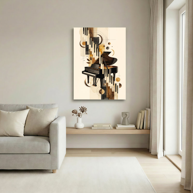 Ensemble de 1 tableau abstrait sur toile représentant un piano, H 48 po x l 36 po, Wrapped Canvas