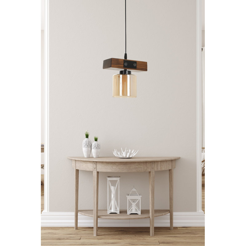 Luminaire suspendu cylindrique à 1 lumière Mattias, Brun
