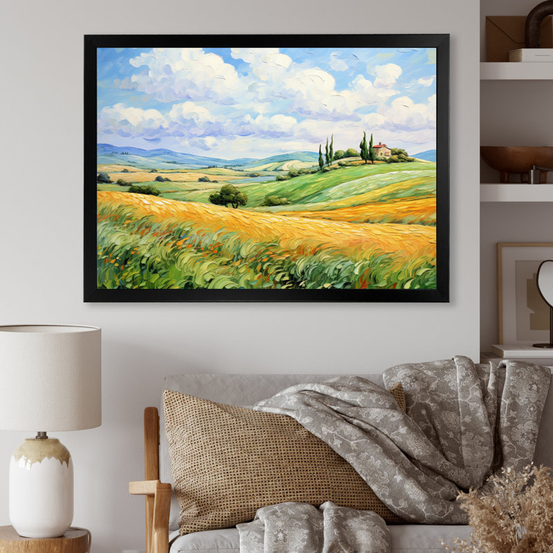 Van Gogh, reproduction d'art sur toile, "Rolling Hills I", H 34 po x l 44 po x P 1,5 po, Cadre noir