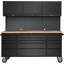 Établi 72 po avec 15 tiroirs, armoire en acier robuste, rangement verrouillable avec panneau perforé et armoires supérieures, style atelier de garage industriel