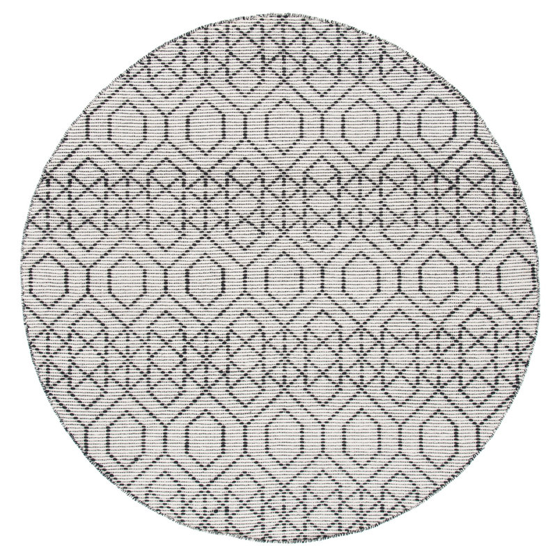Montauk Hand Loomed Cotton Geometric Rug, Round 6'