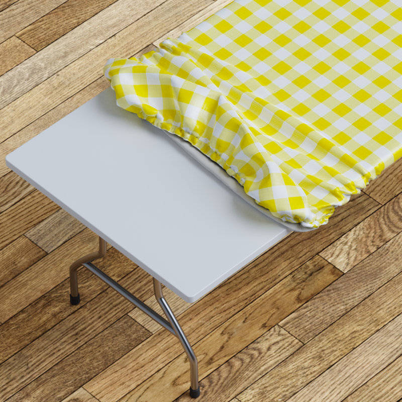 Ladarrin Vinyl Picnic Fited Tablecloth Rectangle, Yellow, 60" L x 30" D