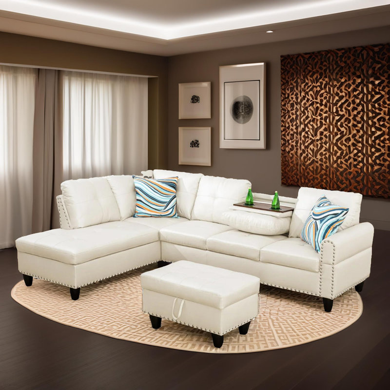 Ensemble de canapé modulaire en similicuir 3 pièces faisant face à gauche Aspen, Orienté à gauche (vu de face)