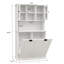 Armoire à linge blanche avec deux compartiments et panier de rangement amovible-861276614