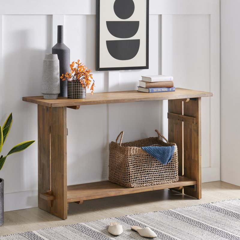 Console Bethel de 52 po en bois massif avec 1 tablette