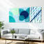 Abstrait géométrique et feuille tropicale tendue sur toile, impression minimaliste moderne (ensemble de 3)-1957137614