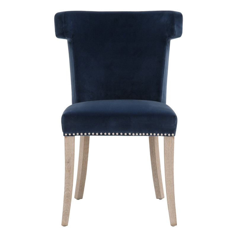 Upholstered Side Chair in Denim Velvet, Denim