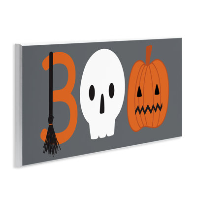 Plaque murale Boo, amusante, typographie d'Halloween, design par Sazerelli Designs