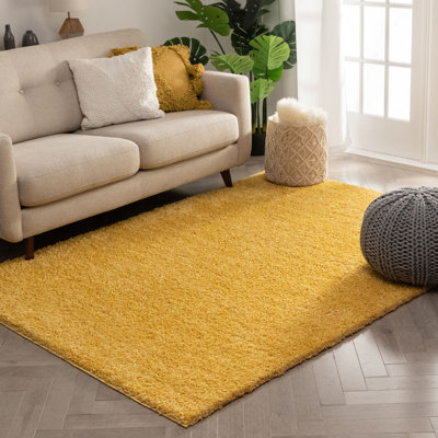 Marandia Piper Solid Modern Yellow Plush Rug