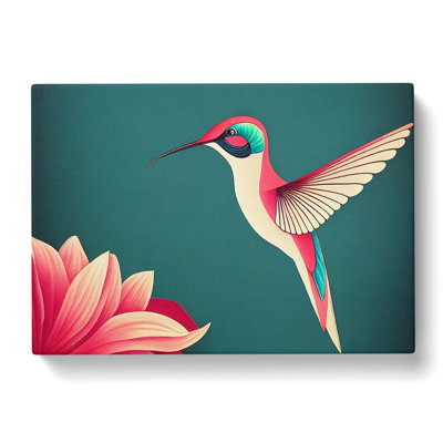 Hummingbird Art Deco Abstract - Wrapped Canvas