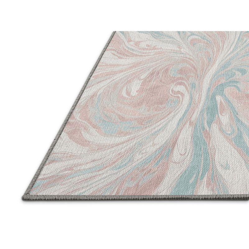 Machine Washable Gray Area Rug, Round 5'
